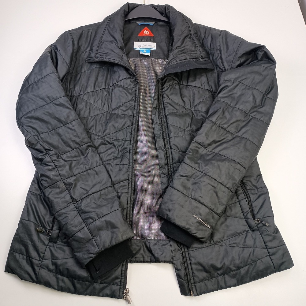 Columbia Jacket Black Puffer Womens Large L Omni-Heat Omni-Shield‎